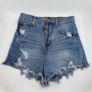 Celebrity Pink Womens Size 3/26 Blue Distressed Cut Off The Rebel Denim Shorts